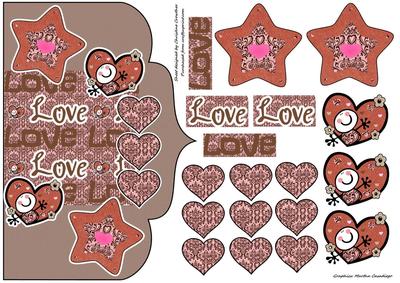 Fun Love Scallop Edged Card Front with Decoupage