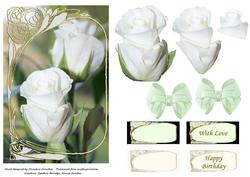 White Rose Decoupage in Art Deco Frame
