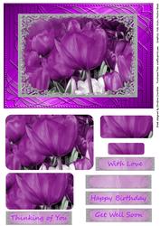 Purple Tulips Rounded Rectangular Pyramid