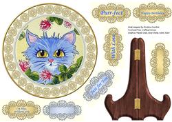 Blue Cat Medallion Plate Card