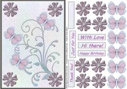Butterfly and Flowers Flourish on Lace