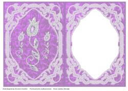 Diamond Framed Silver Flowers on Purple Foil Insert