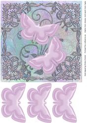 Lilac Glass Butterflies in Enamel Frame