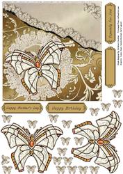 Jewelled Butterfly on Rich Gold Brocade Square Card