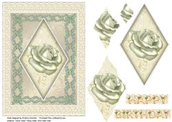 Birthday Cream Rose Diamond with Torn Edge Pyramid
