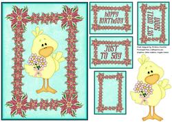 Cute Little Chick with Flowers - Get Well Soon - Birthday