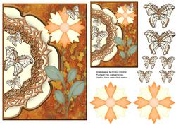 Butterflies and Flower Mock Envelope Card with Gift Tag