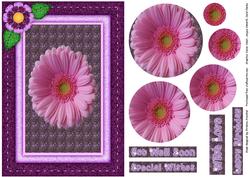 Gerbera in Denim Frame Circular Pyramid