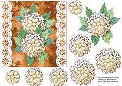 Lace Edged Pom Pom Flowers Decoupage