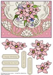 Delicate Pink Flowers on Doily - Birthday Wedding
