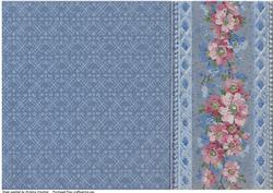 Vintage Pastel Floral Background in Blue and Pink
