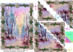 Enamel Rose Framed Watercolour View Scalloped Corner Stacker