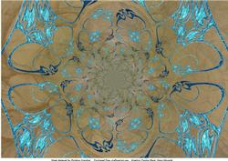 Abstract Blue Metallic Swirl on Taupe