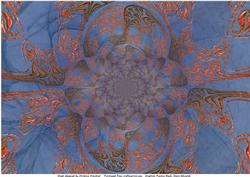 Abstract Copper Metallic Swirl on Blue