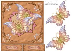Pearly Glass Butterflies in Copper Frame
