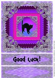 Good Luck Black Cat in Purple & Enamel Frames