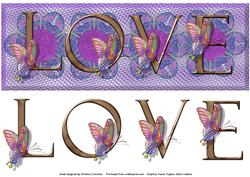 Purple Butterfly Love Large Dl Card with Decoupage