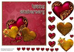 Red and Gold Hearts Happy Anniversary