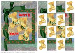 Ho Ho Ho Golden Christmas Stockings Patchoupage