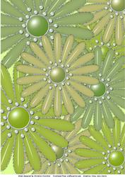 Pastel Green Glass and Glitter Flowers Background