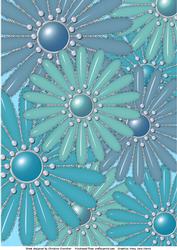 Pastel Blue Glass and Glitter Flowers Backgro