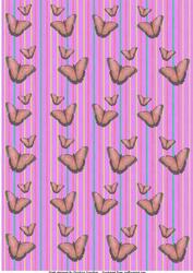 Peach Butterflies on Pink with Pastel Stripes