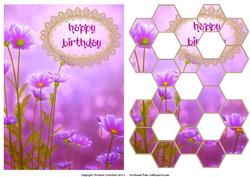 Delicate Purple Wild Flowers Hexagon Flower Patchoupage
