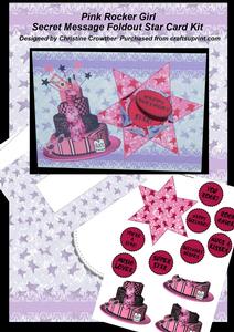 Pink Rocker Girl Secret Message Foldout Star Card Kit