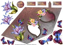 Bronze Floral Triangle-dangle with Butterflies