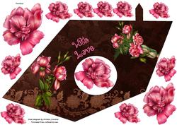 Pink Roses on Chocolate Triangle-dangle
