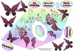 Pastel Rainbow Butterflies and Leaves Triangle-dangle