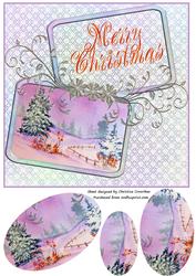 Pastel Pink Winter Merry Christmas with Oval Pyramid
