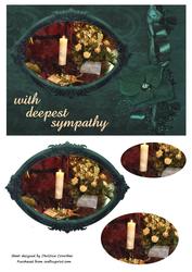 With Deepest Sympathy Dark Aqua with Candle and Flowers