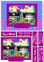 Ten Pin Bowling Birthday, Winner, Romance Quick Card