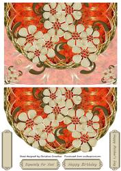 Amber & Gold Enamelled Flowers Envelope Card