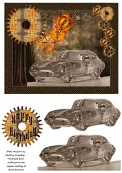 Glass E-type Jaguar with Steampunk Embellishment