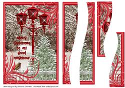 Merry Christmas to My Good Neighbour - Tree Lamppost Robin