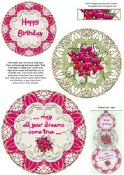Hot Pink Floral Swivel Trio Card