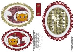 Purrfect Christmas Cat in Hat Swivel Trio Card