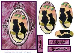 Sweethearts Forever Silhouette Cats - Love, Anniversary