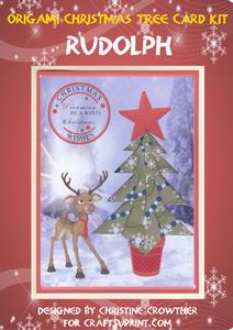 Origami Christmas Tree Card Kit - Rudolph