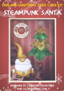Origami Christmas Tree Card Kit - Steampunk Santa
