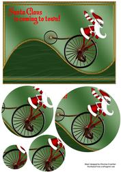 Penny Farthing Santa Claus is Coming to Town Circle Pyramid