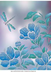 Dreamy Blue Hibiscus and Butterfly Background