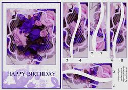 Purple Birthday Roses Card with Wavy Spiral Edge Stacker