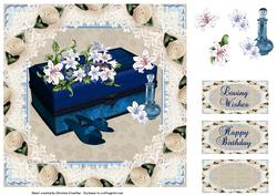 Blue Treasure Box with Satin Rose Surround