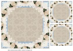 Blue Treasure Box with Satin Rose Surround Insert Panels