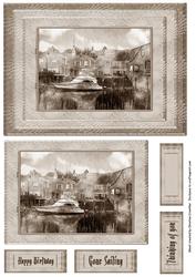Sepia Boating Haven Birthday General Purpose Card