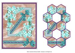 Aqua Cherry Blossom Birthday Patchoupage