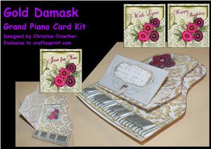 Gold Damask Grand Piano Card Kit